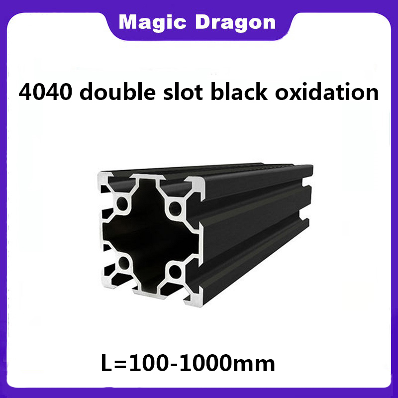 V Slot Aluminum Extrusion - 1ชิ้น4040สีดำช่องคู่ V-สล็อตขั้วบวกอะลูมิเนียมออกซิเดชันโปรไฟล์สำหรับเครื่องพิมพ์3D CNC ความยาว100-1000มม. 40X40