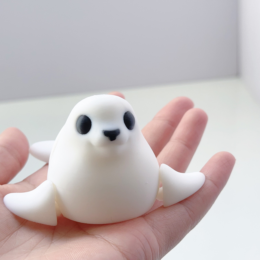 3D Printing Glass - 3d การพิมพ์น่ารักและน่ารักสีขาวซีลรุ่นแกว่งเครื่องประดับพลาสติกพร้อมข้อต่อที่สามารถเคลื่อนย้าย Creative Desktop ตกแต่งประติมากรรม