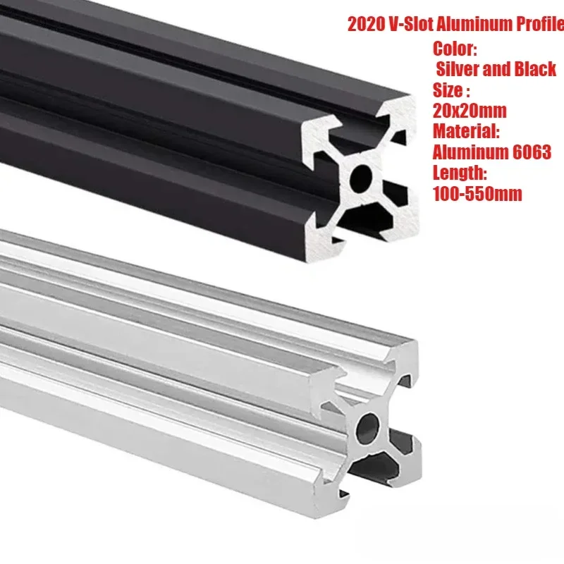 V Slot Aluminum Extrusion - 20x20 มม.เปิดสร้าง 2020 V-Slot โปรไฟล์อลูมิเนียมสีดํา/เงินอลูมิเนียม Extrusion