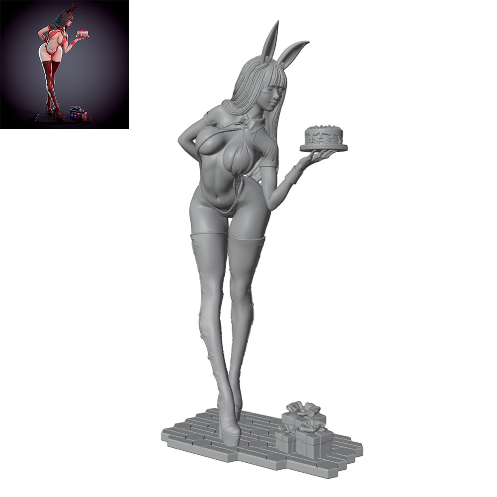 3D Printing Rabbit - โมเดลตัวละครสาวน้อยน่ารักธีมปาร์ตี้วันหยุด 1/24/12/6, ชุดโมเดลเรซินสาวน้อยน่ารัก GK ขนาดเล็ก พิมพ์
