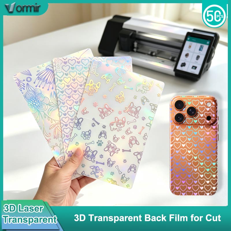 3D Printing Laser Cutting - VORMIR 50 ชิ้น 3D สติกเกอร์ติดโทรศัพท์แบบใสฟิล์มด้านหลังสำหรับเครื่องตัดฟิล์มกันรอยหน้าจอการพิมพ์ด้วยเลเซอร์ฟิล์มตกแต่ง