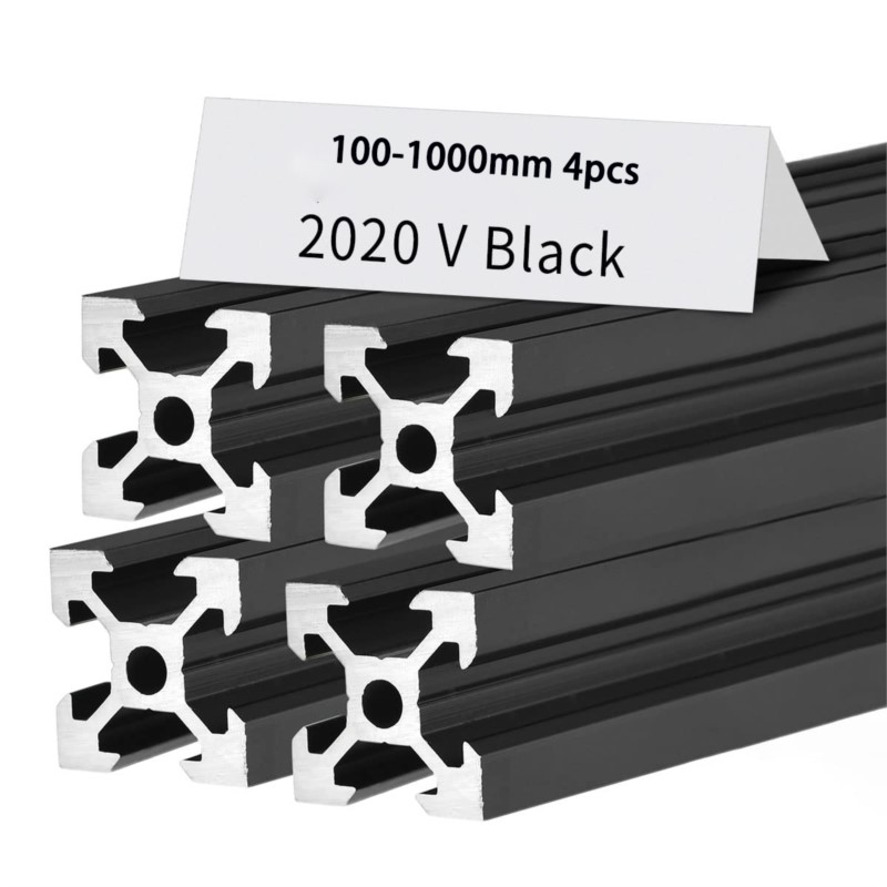 V Slot Aluminum Extrusion - 1/4ชิ้น2020 V-Slot 2020 V มาตรฐานยุโรปอะลูมิเนียมสีดำโปรไฟล์2020อัดขึ้นรูปรางเชิงเส้นสำหรับเครื่องพิมพ์3D CNC