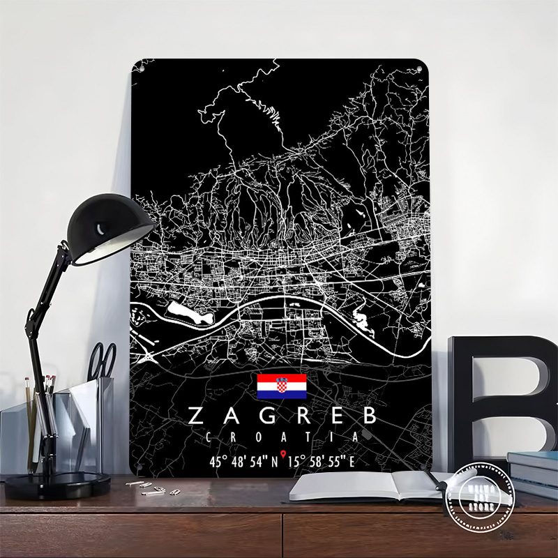ZAGREB MAP CROATIA โปสเตอร์เรโ - 3D Printing Zagreb บทวิจารณ์และราคา