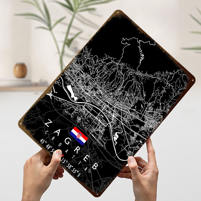 ZAGREB MAP CROATIA โปสเตอร์เรโ - 3D Printing Zagreb บทวิจารณ์และราคา