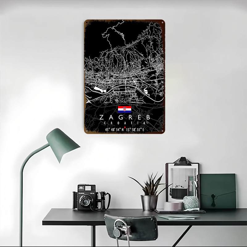 ZAGREB MAP CROATIA โปสเตอร์เรโ - 3D Printing Zagreb บทวิจารณ์และราคา