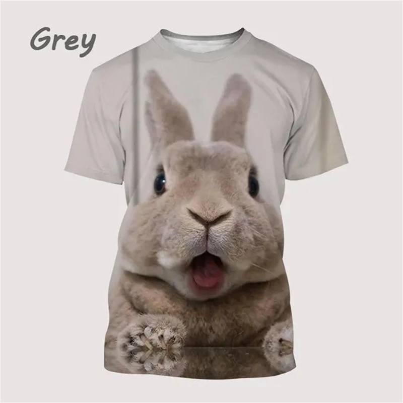 เสื้อยืดลายการ์ตูนสัตว์พิมพ์รู - 3D Printing Rabbit บทวิจารณ์และราคา