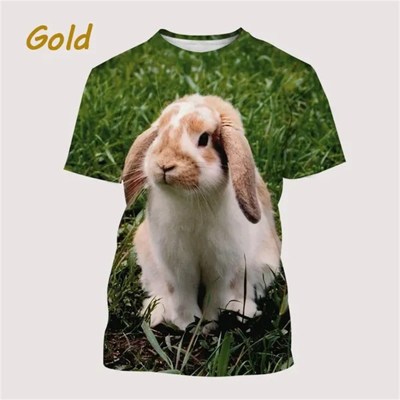 เสื้อยืดลายการ์ตูนสัตว์พิมพ์รู - 3D Printing Rabbit บทวิจารณ์และราคา