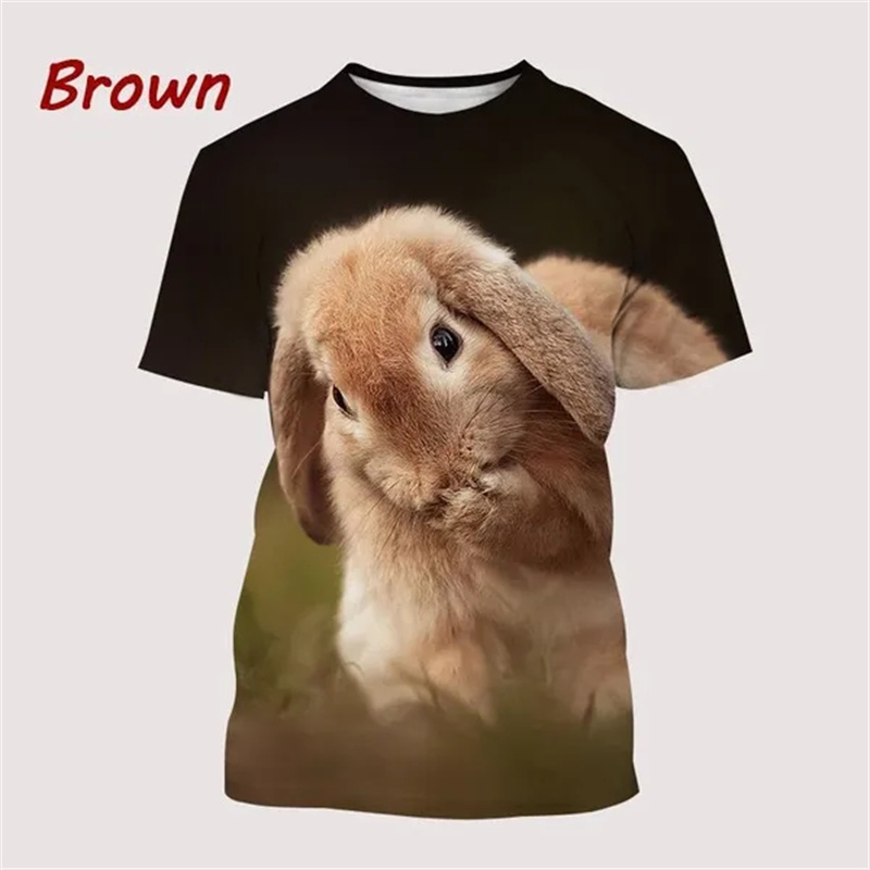 เสื้อยืดลายการ์ตูนสัตว์พิมพ์รู - 3D Printing Rabbit บทวิจารณ์และราคา