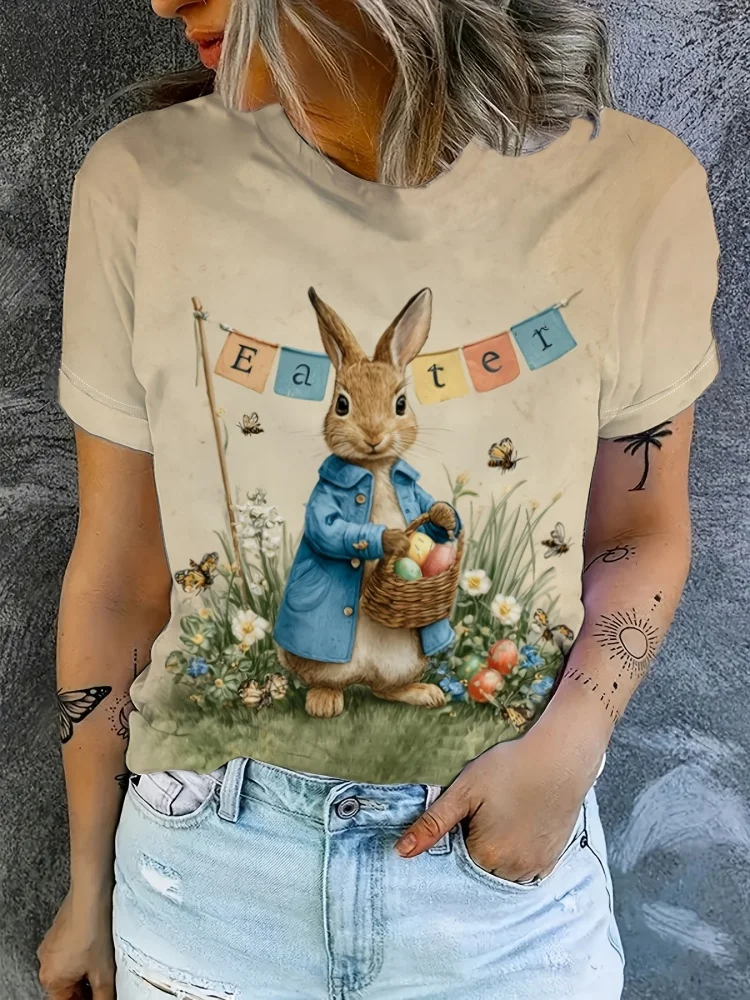 เสื้อยืดแฟชั่นลายกระต่ายพิมพ์  - 3D Printing Rabbit บทวิจารณ์และราคา