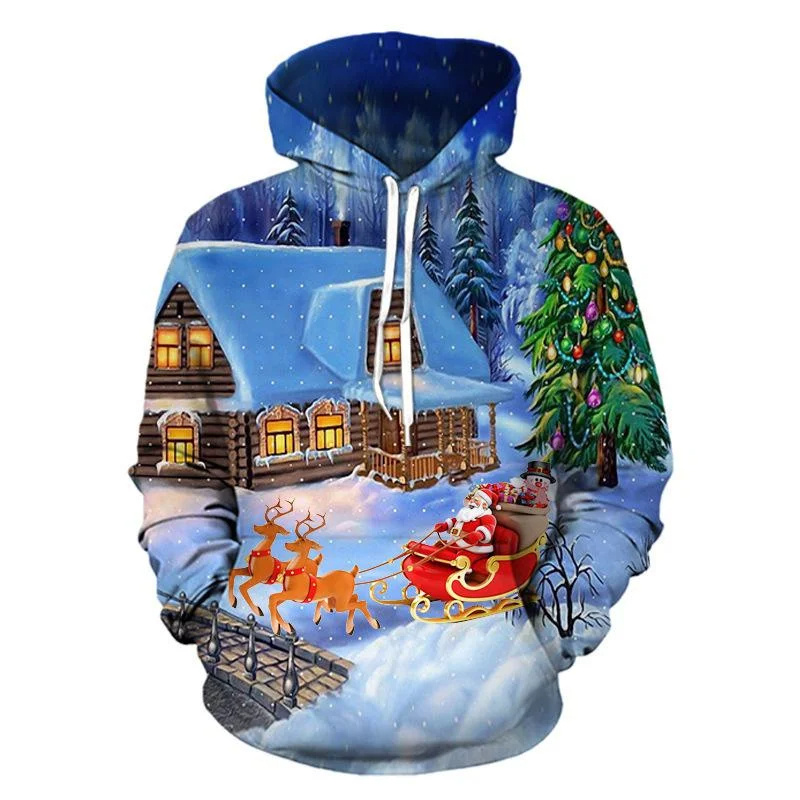 Santa Claus Cat Pattern Hoodie - 3D Printing Rabbit บทวิจารณ์และราคา