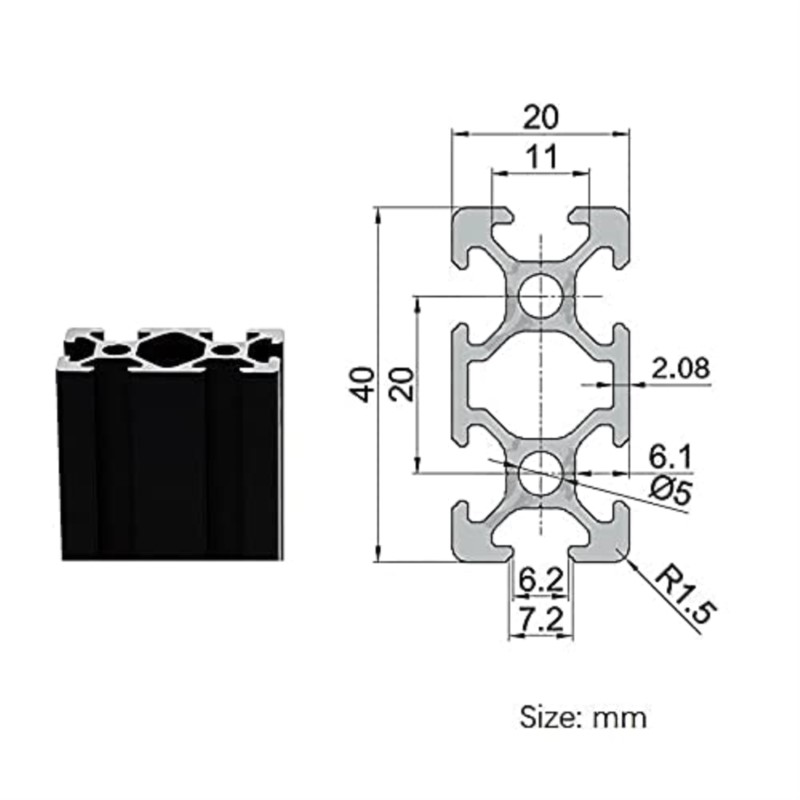 1PCS สีดำ2040 T-Slot มาตรฐานยุ - V Slot Aluminum Extrusion บทวิจารณ์และราคา