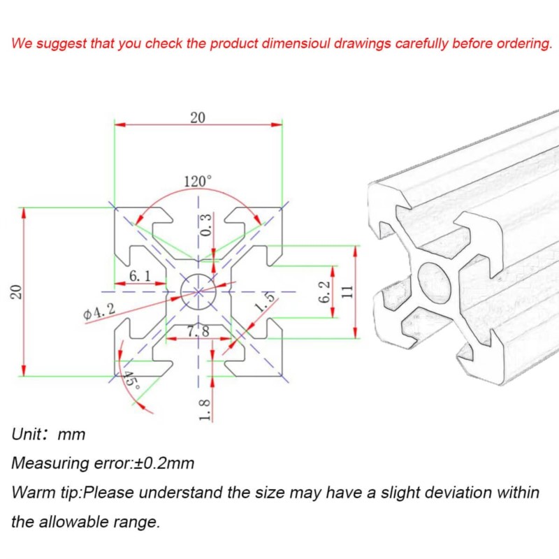 1/4ชิ้น2020 V-Slot 2020 V มาตร - V Slot Aluminum Extrusion บทวิจารณ์และราคา